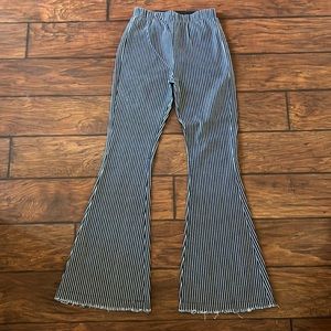 Stripped bell bottom jeans